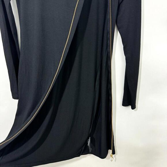 ASOS Women’s Size 4 Small Black Gold Pull Front Zipper Long Sleeve Mini Dress - Picture 4 of 8